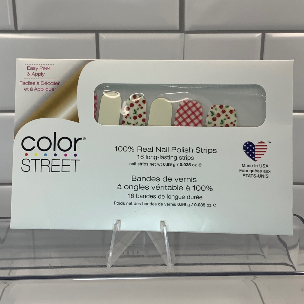 Color Street Cherry Picked FDC287 Nail Polish Strips Red White 16 Count